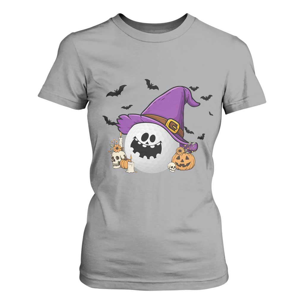 Halloween Golfer Gift T Shirt For Women Creepy Golf Ball With Witch Hat TS12 Sport Gray Print Your Wear