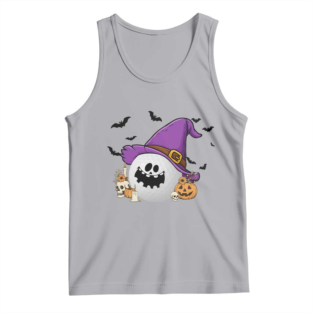 Halloween Golfer Gift Tank Top Creepy Golf Ball With Witch Hat TS12 Athletic Heather Print Your Wear