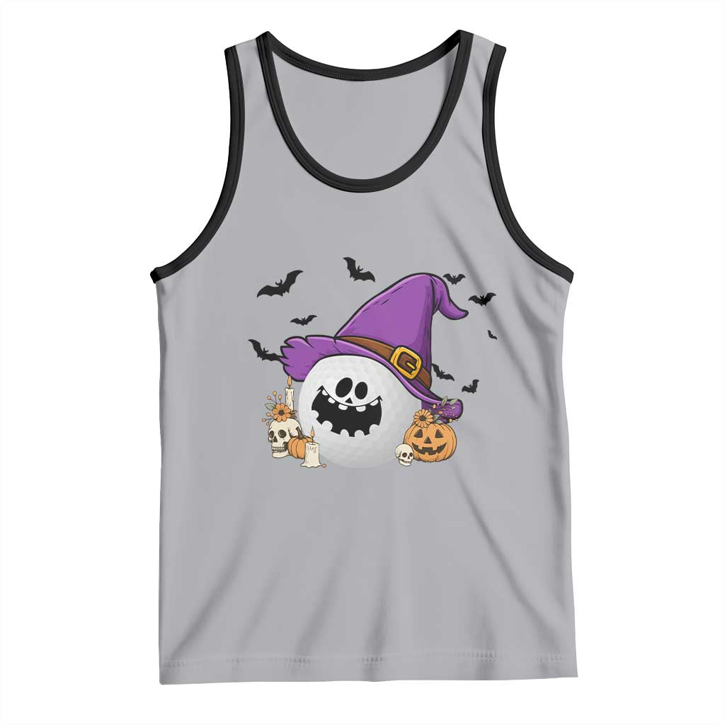 Halloween Golfer Gift Tank Top Creepy Golf Ball With Witch Hat TS12 Athletic Heather Black Print Your Wear