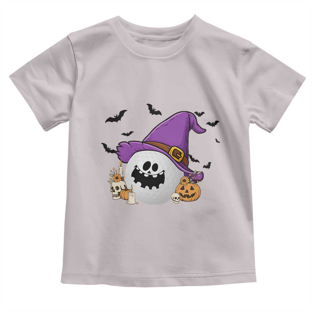 Halloween Golfer Gift Toddler T Shirt Creepy Golf Ball With Witch Hat TS12 Ice Gray Print Your Wear