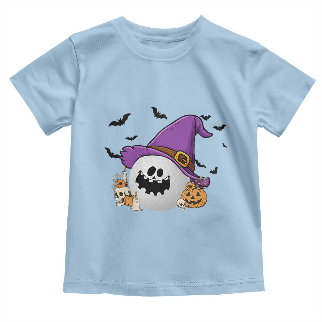 Halloween Golfer Gift Toddler T Shirt Creepy Golf Ball With Witch Hat TS12 Light Blue Print Your Wear