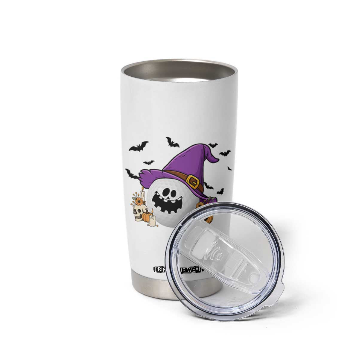 Halloween Golfer Gift Tumbler Cup Creepy Golf Ball With Witch Hat TS12 Print Your Wear