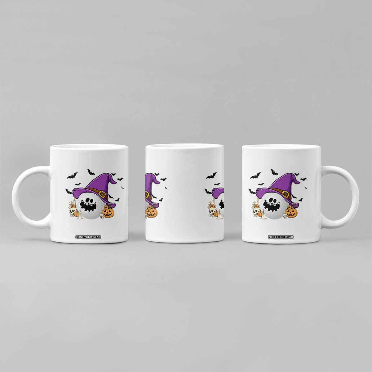 Halloween Golfer Gift Coffee Mug Creepy Golf Ball With Witch Hat TS12 Print Your Wear