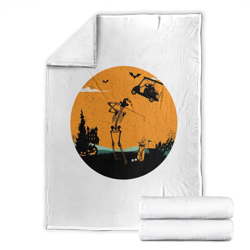 Funny Skeleton Golf Player Throw Blanket Halloween Gift TS12 White Print Your Wear