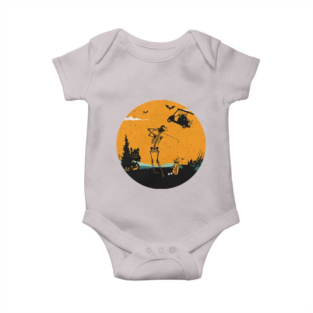 Funny Skeleton Golf Player Baby Onesie Halloween Gift TS12 Ice Gray Print Your Wear