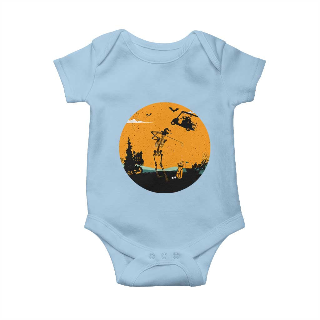 Funny Skeleton Golf Player Baby Onesie Halloween Gift TS12 Light Blue Print Your Wear