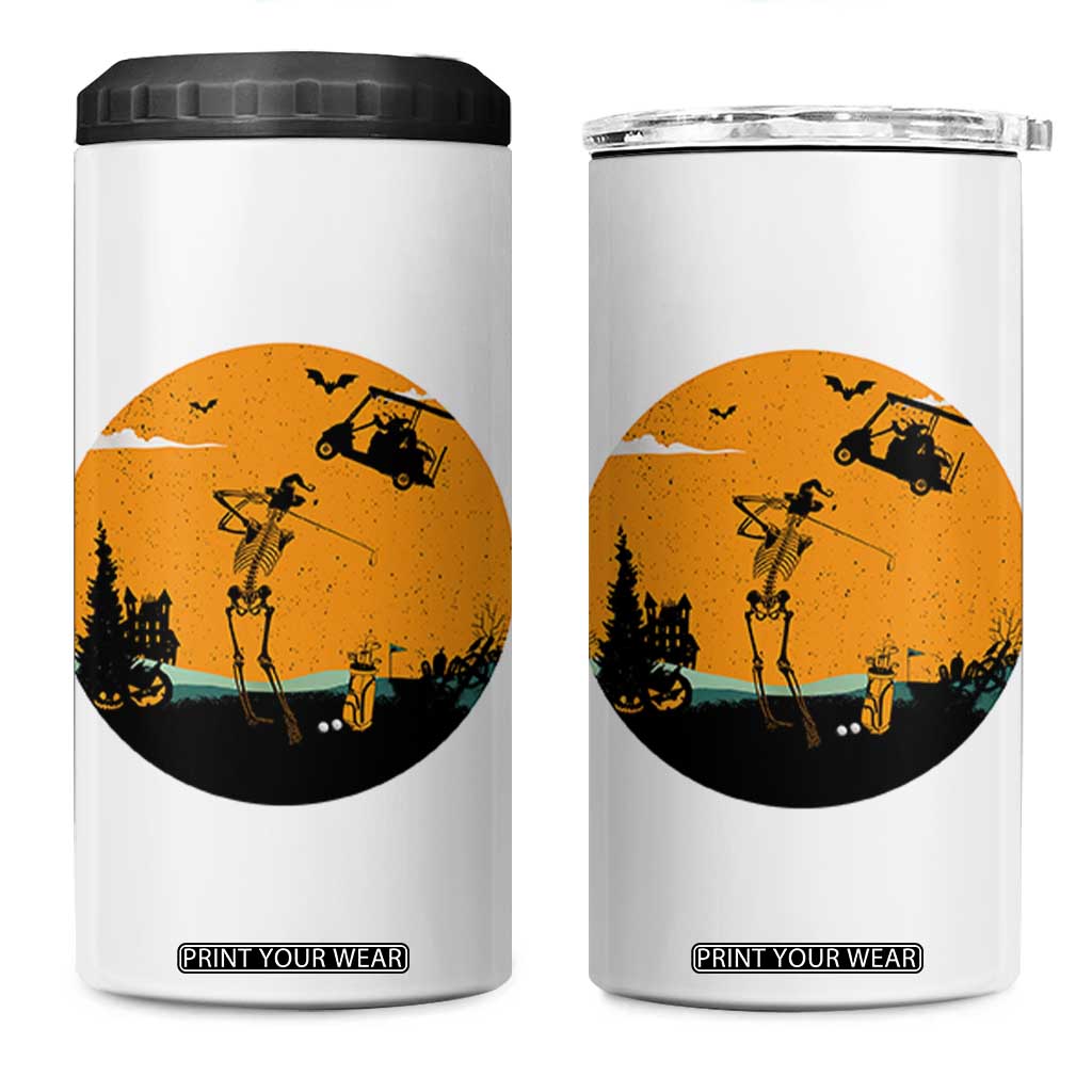 Funny Skeleton Golf Player 4 in 1 Can Cooler Tumbler Halloween Gift TS12 One Size: 16 oz White Print Your Wear