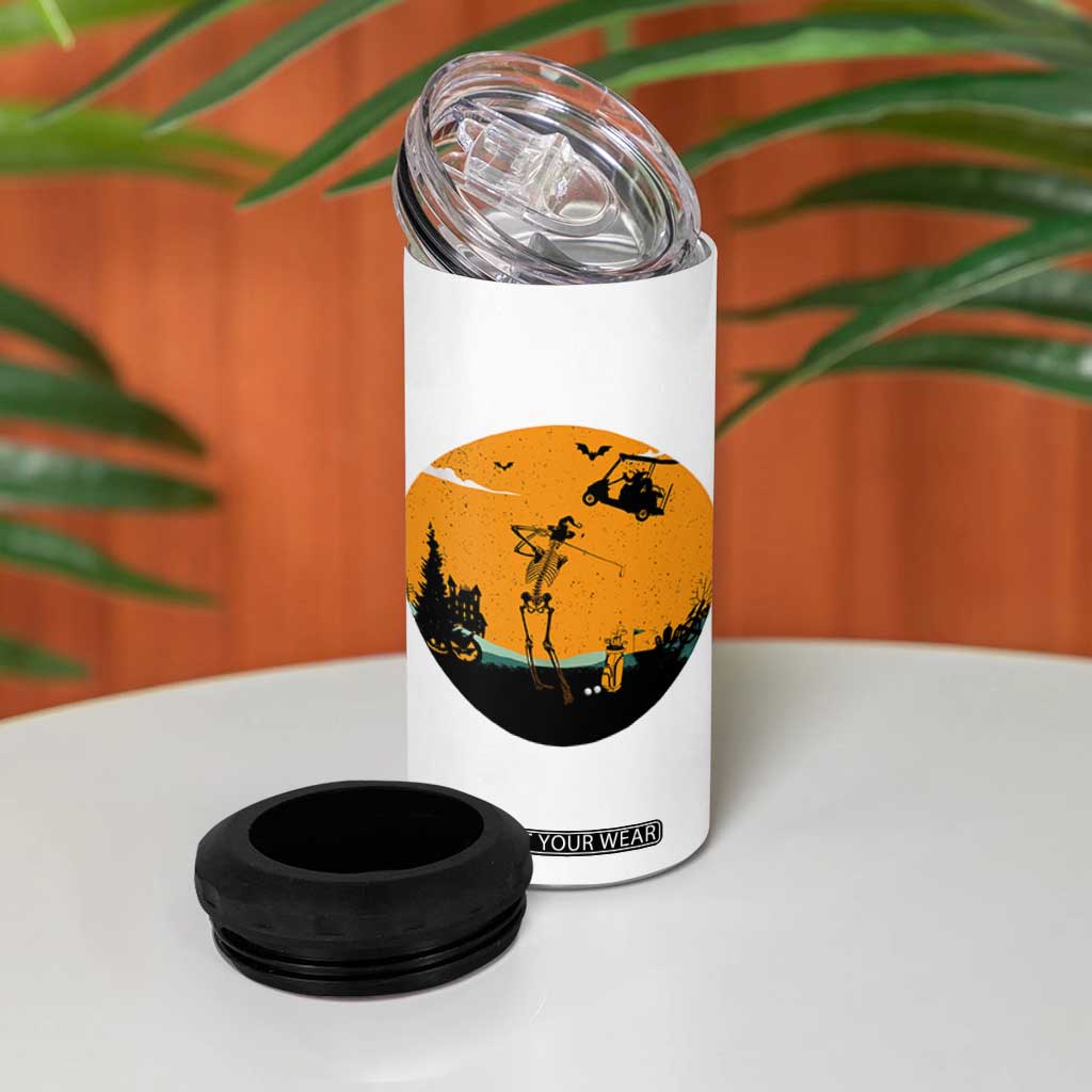 Funny Skeleton Golf Player 4 in 1 Can Cooler Tumbler Halloween Gift TS12 Print Your Wear