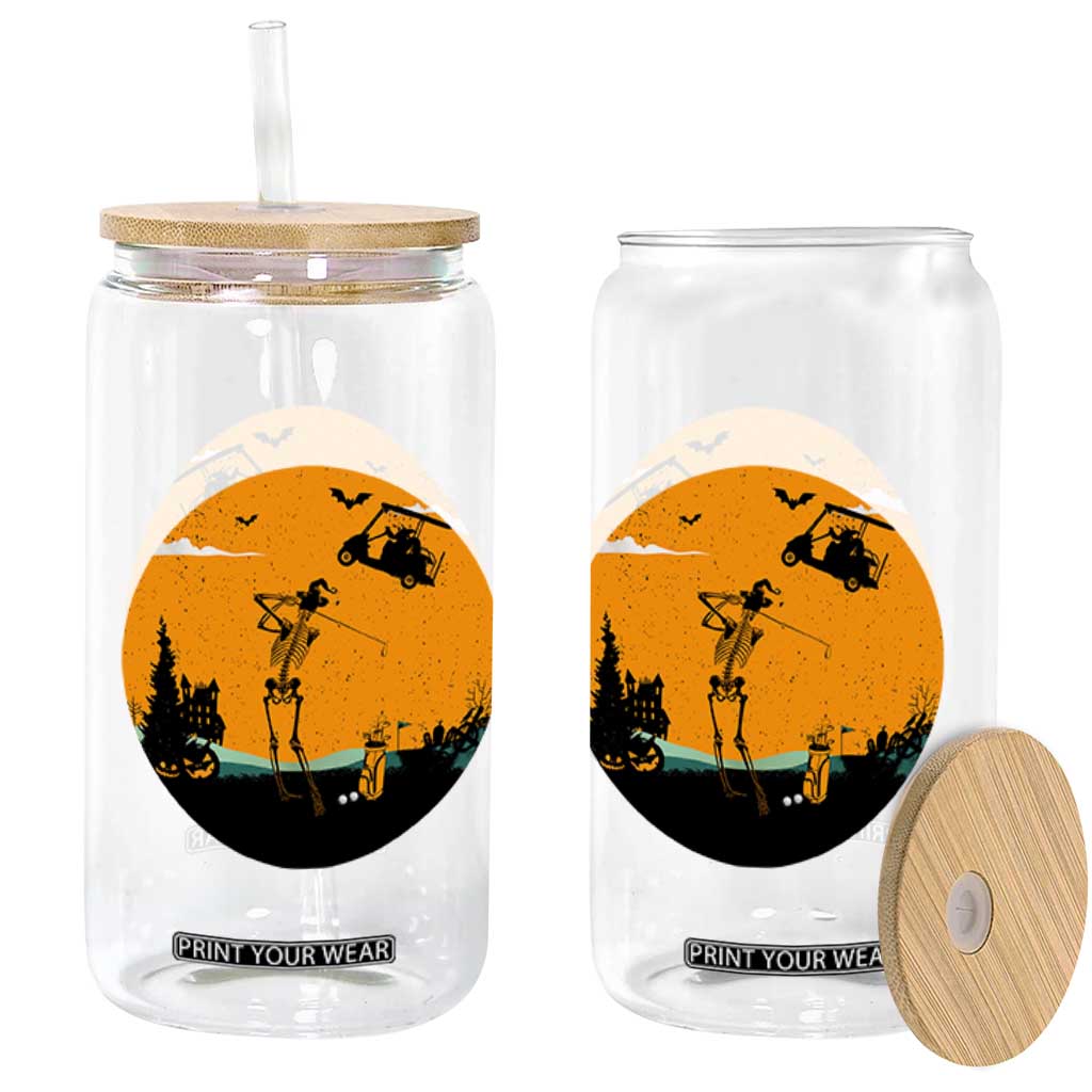 Funny Skeleton Golf Player Glass Can Halloween Gift TS12 Print Your Wear