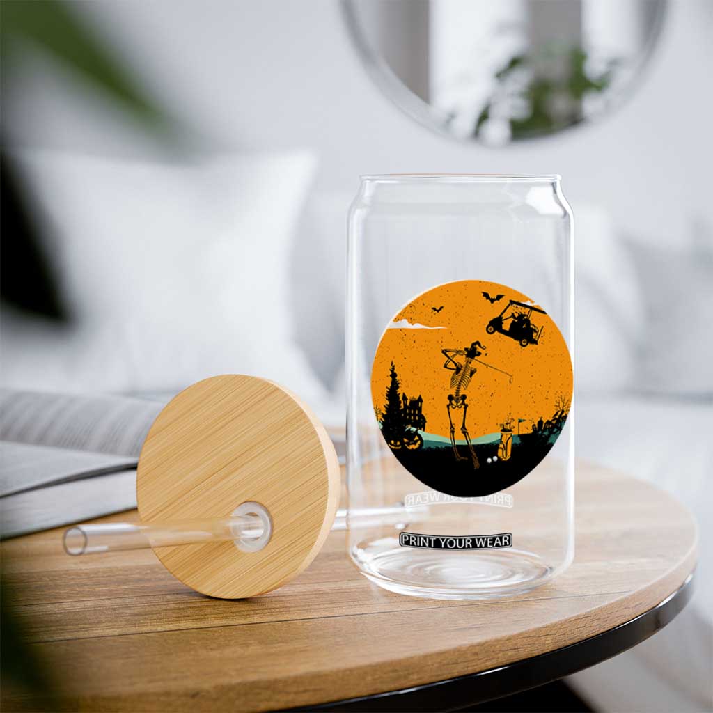 Funny Skeleton Golf Player Glass Can Halloween Gift TS12 Print Your Wear