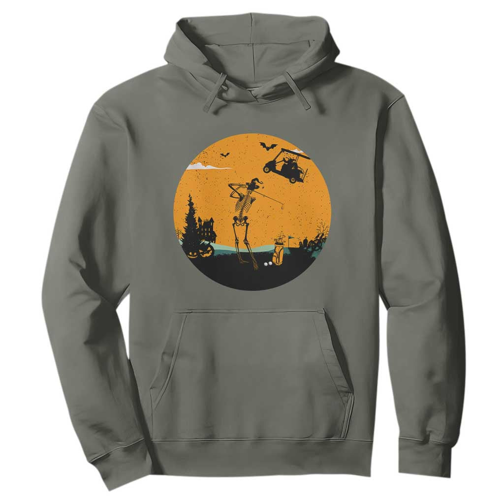 Funny Skeleton Golf Player Hoodie Halloween Gift TS12 Military Green Print Your Wear