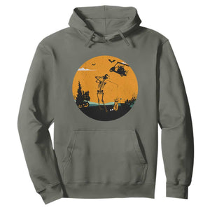 Funny Skeleton Golf Player Hoodie Halloween Gift TS12 Military Green Print Your Wear
