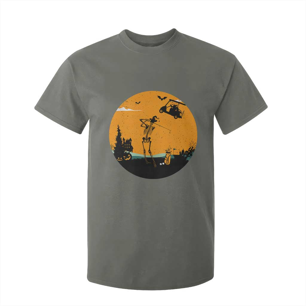 Funny Skeleton Golf Player T Shirt For Kid Halloween Gift TS12 Military Green Print Your Wear