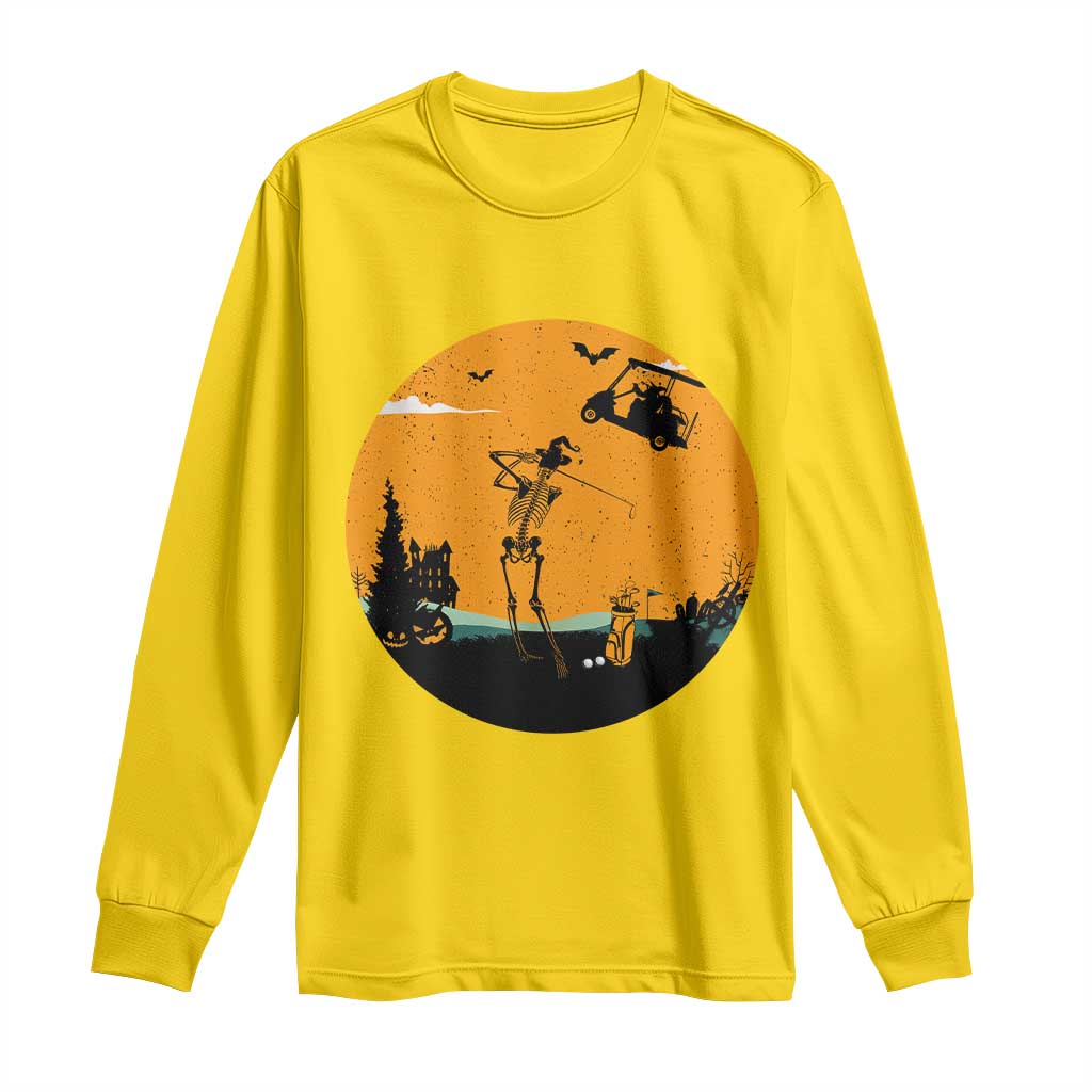 Funny Skeleton Golf Player Long Sleeve Shirt Halloween Gift TS12 Daisy Print Your Wear