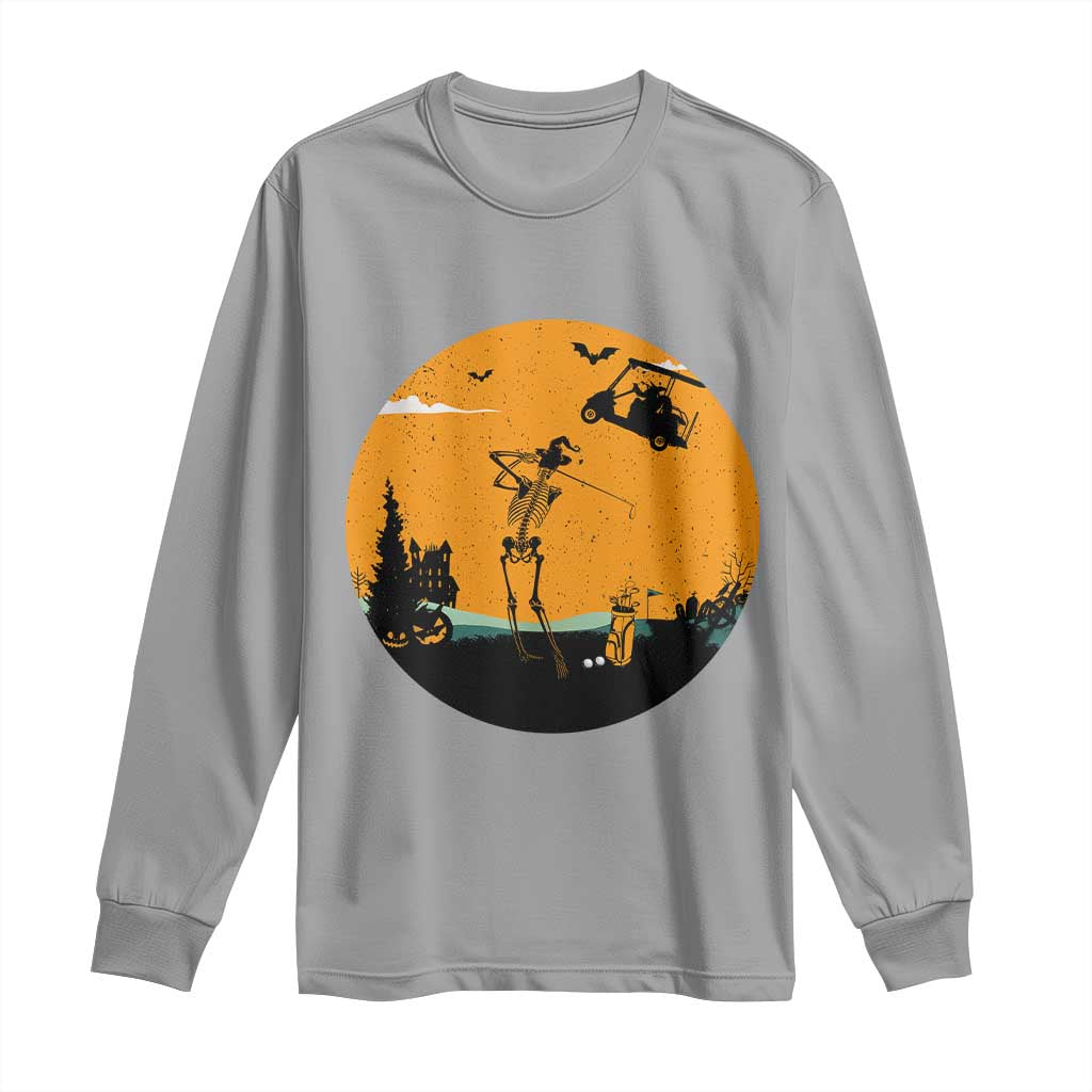 Funny Skeleton Golf Player Long Sleeve Shirt Halloween Gift TS12 Sport Gray Print Your Wear