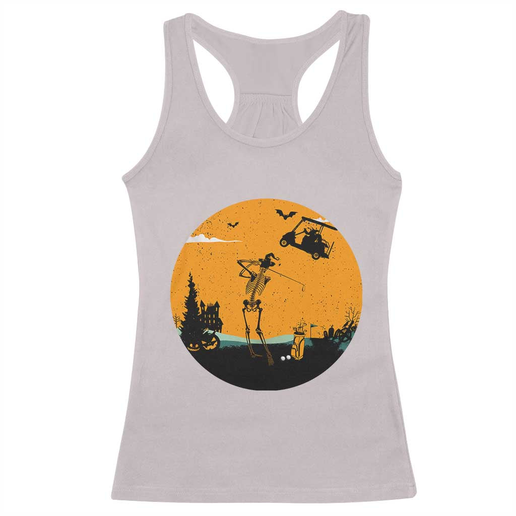 Funny Skeleton Golf Player Racerback Tank Top Halloween Gift TS12 Ice Gray Print Your Wear
