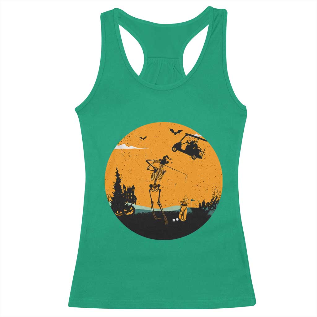 Funny Skeleton Golf Player Racerback Tank Top Halloween Gift TS12 Irish Green Print Your Wear