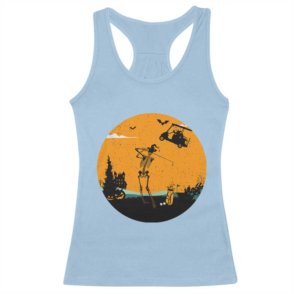 Funny Skeleton Golf Player Racerback Tank Top Halloween Gift TS12 Light Blue Print Your Wear