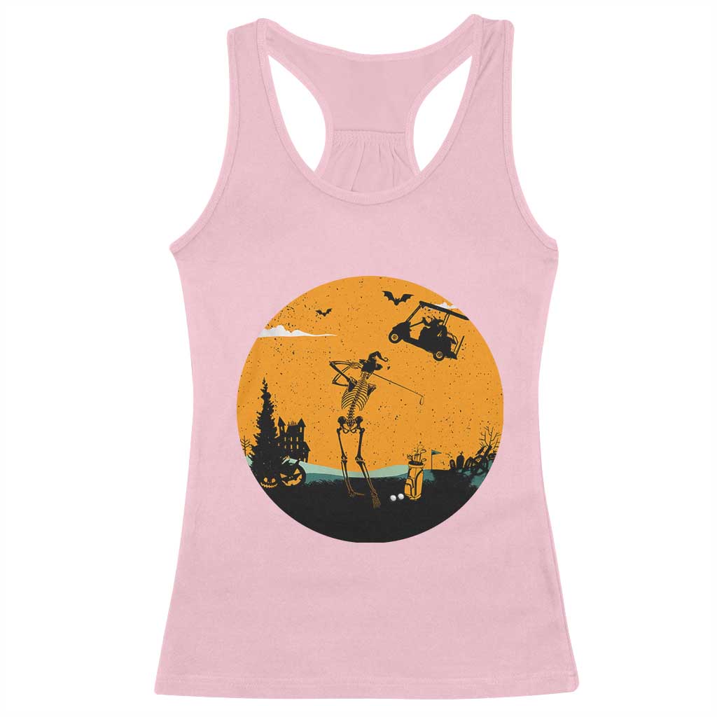 Funny Skeleton Golf Player Racerback Tank Top Halloween Gift TS12 Light Pink Print Your Wear