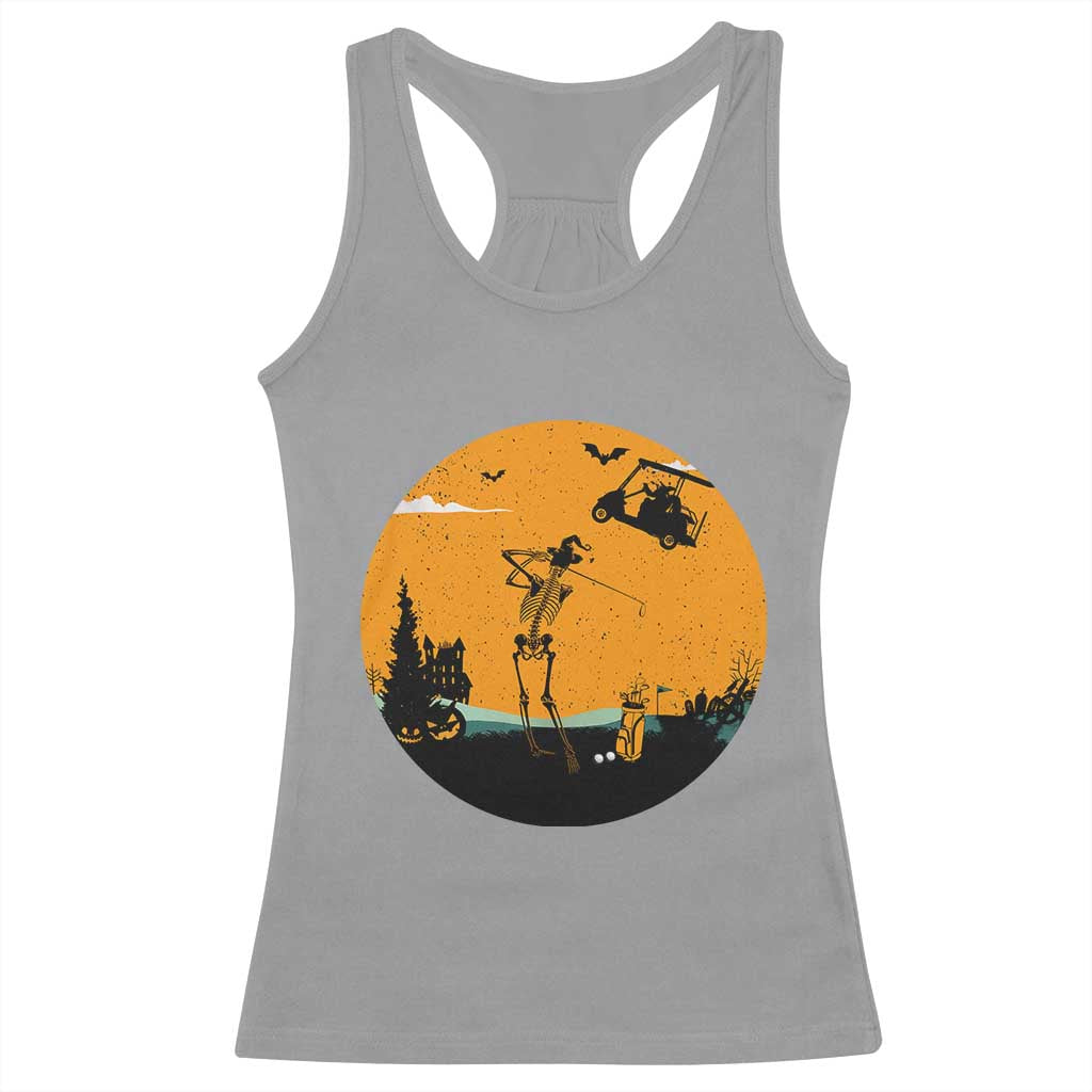 Funny Skeleton Golf Player Racerback Tank Top Halloween Gift TS12 Sport Gray Print Your Wear