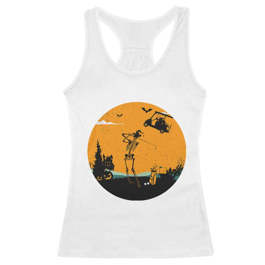 Funny Skeleton Golf Player Racerback Tank Top Halloween Gift TS12 White Print Your Wear