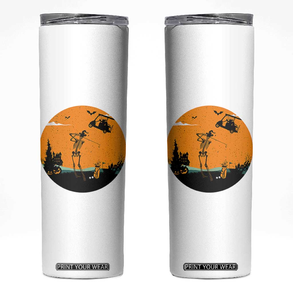 Funny Skeleton Golf Player Skinny Tumbler Halloween Gift TS12 White Print Your Wear