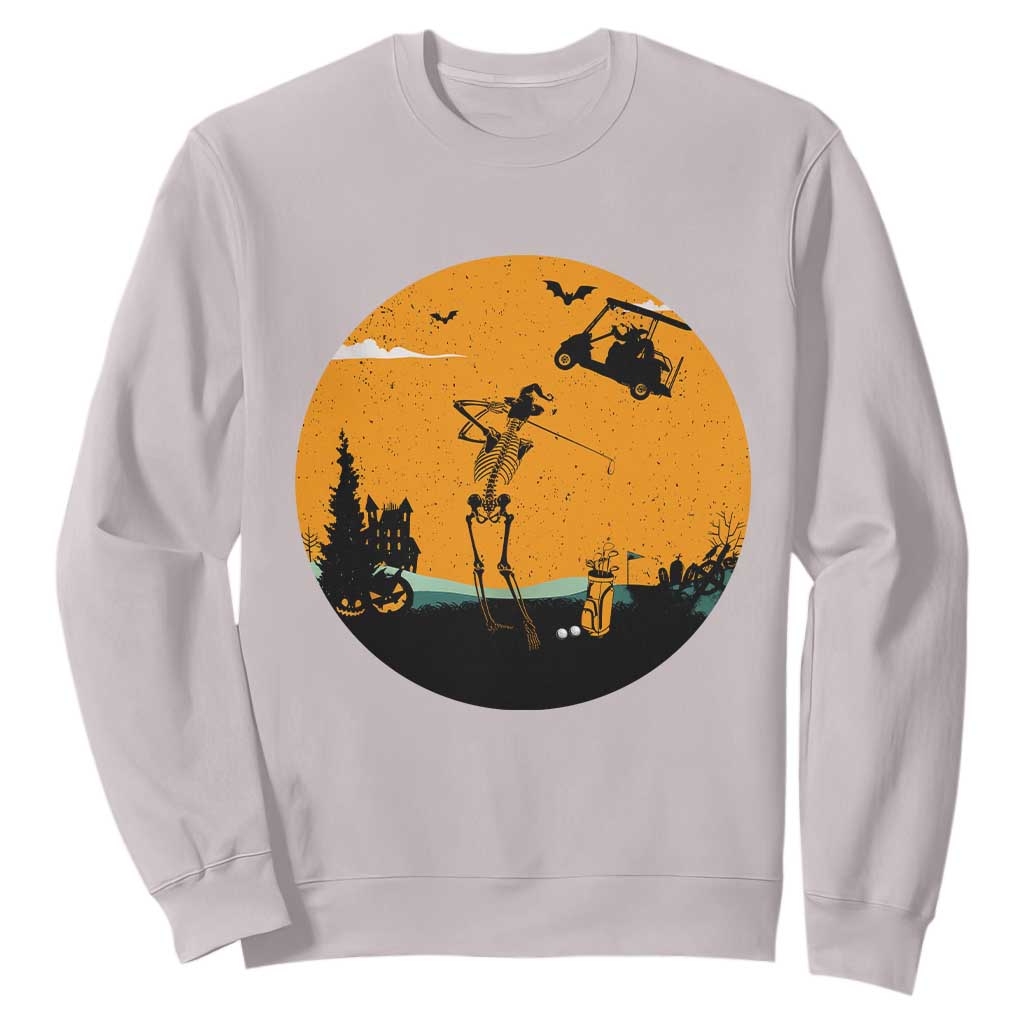 Funny Skeleton Golf Player Sweatshirt Halloween Gift TS12 Ice Gray Print Your Wear