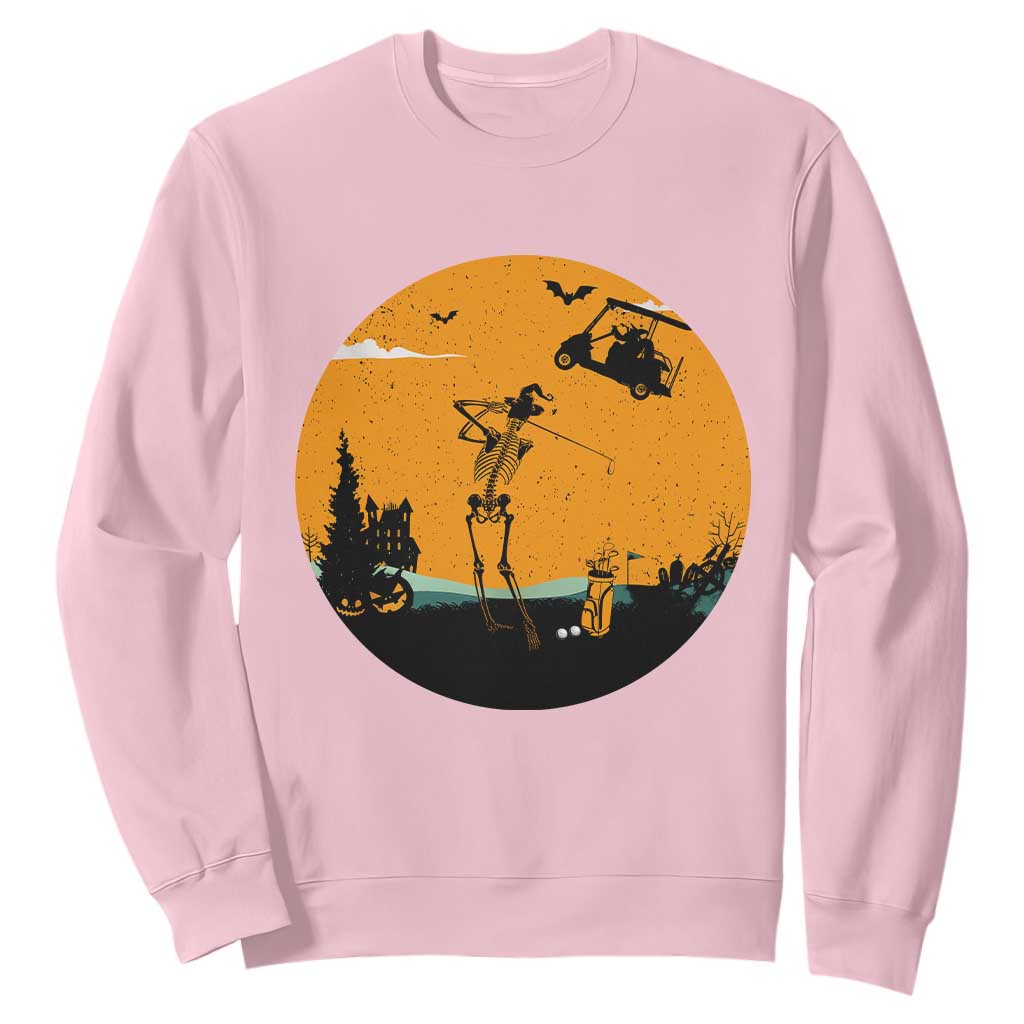 Funny Skeleton Golf Player Sweatshirt Halloween Gift TS12 Light Pink Print Your Wear
