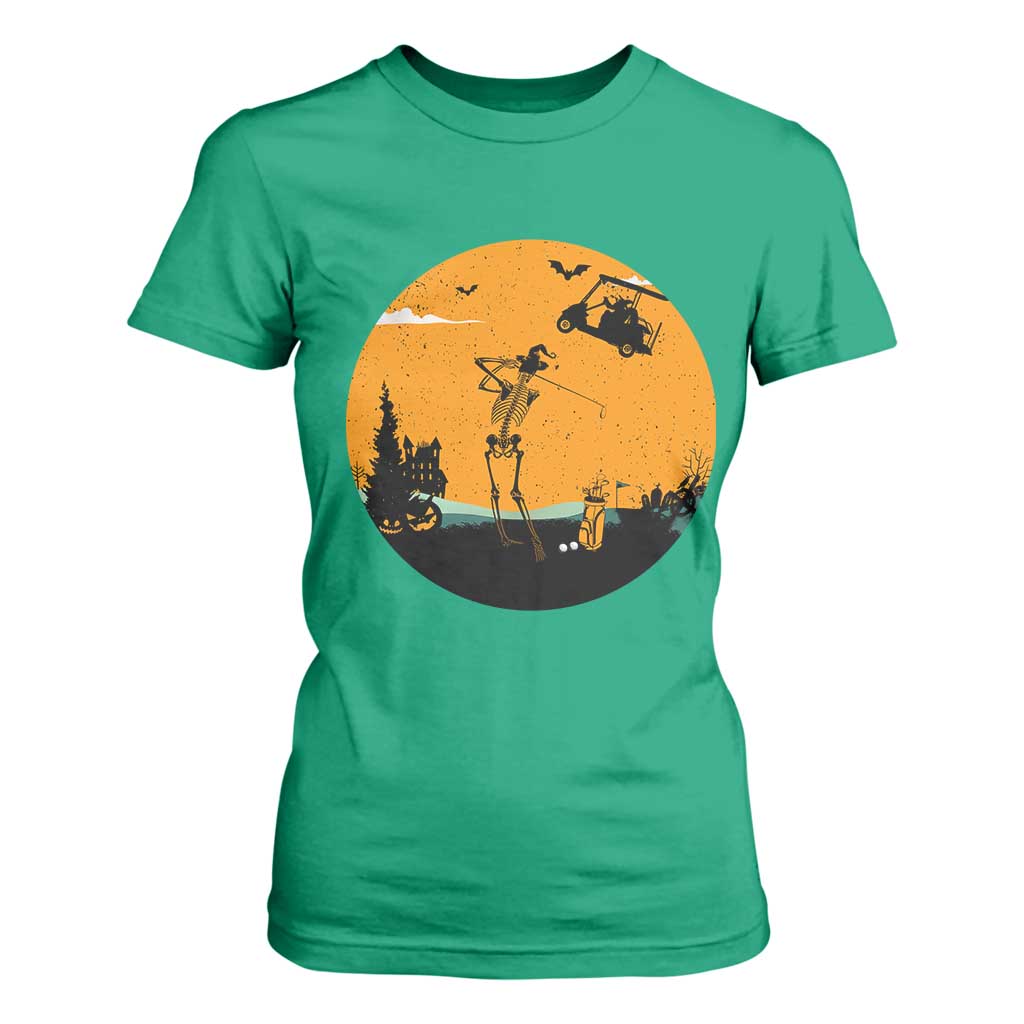 Funny Skeleton Golf Player T Shirt For Women Halloween Gift TS12 Irish Green Print Your Wear