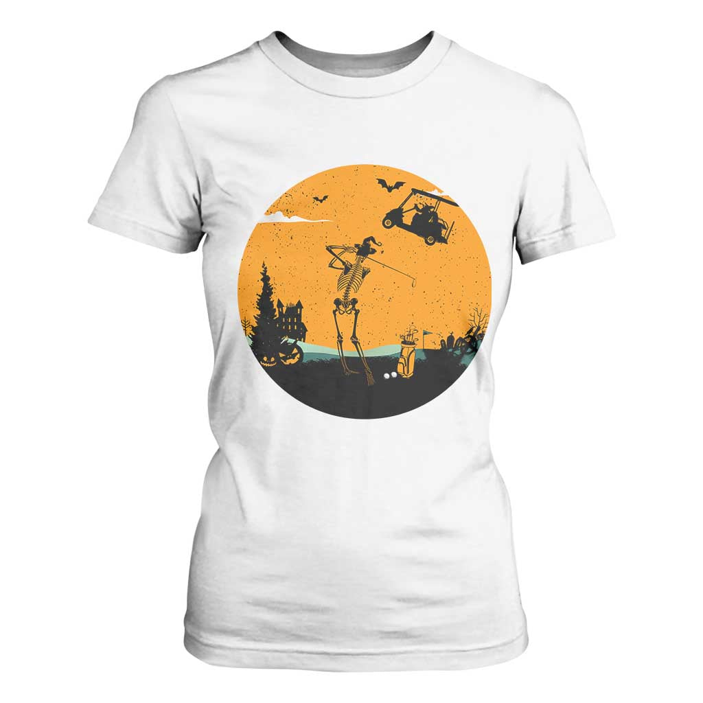 Funny Skeleton Golf Player T Shirt For Women Halloween Gift TS12 White Print Your Wear