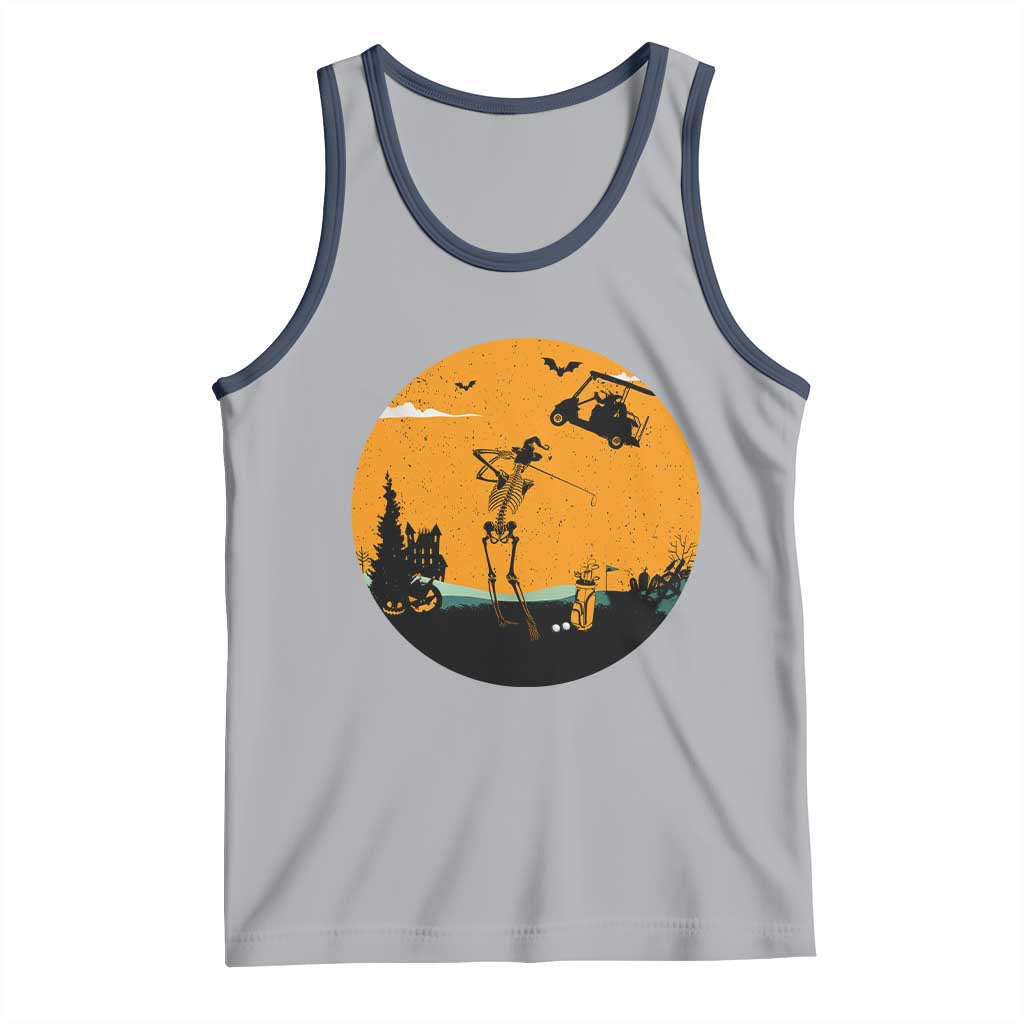 Funny Skeleton Golf Player Tank Top Halloween Gift TS12 Athletic Heather Navy Print Your Wear