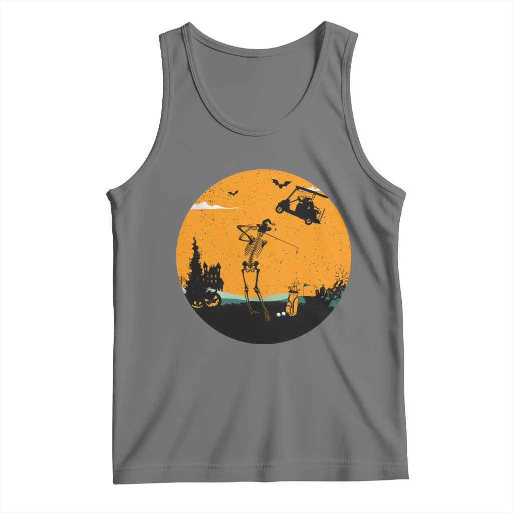 Funny Skeleton Golf Player Tank Top Halloween Gift TS12 Black Heather Print Your Wear