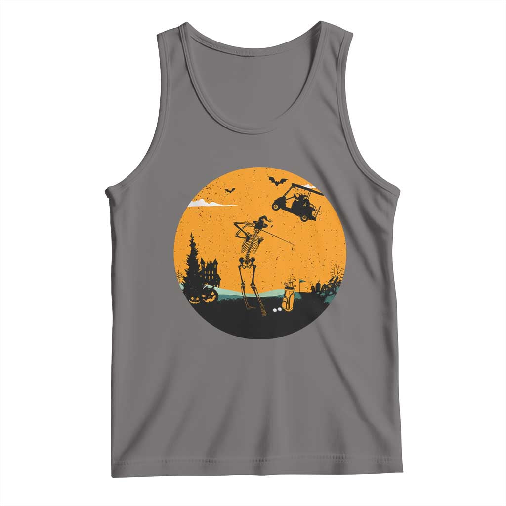 Funny Skeleton Golf Player Tank Top Halloween Gift TS12 Deep Heather Print Your Wear