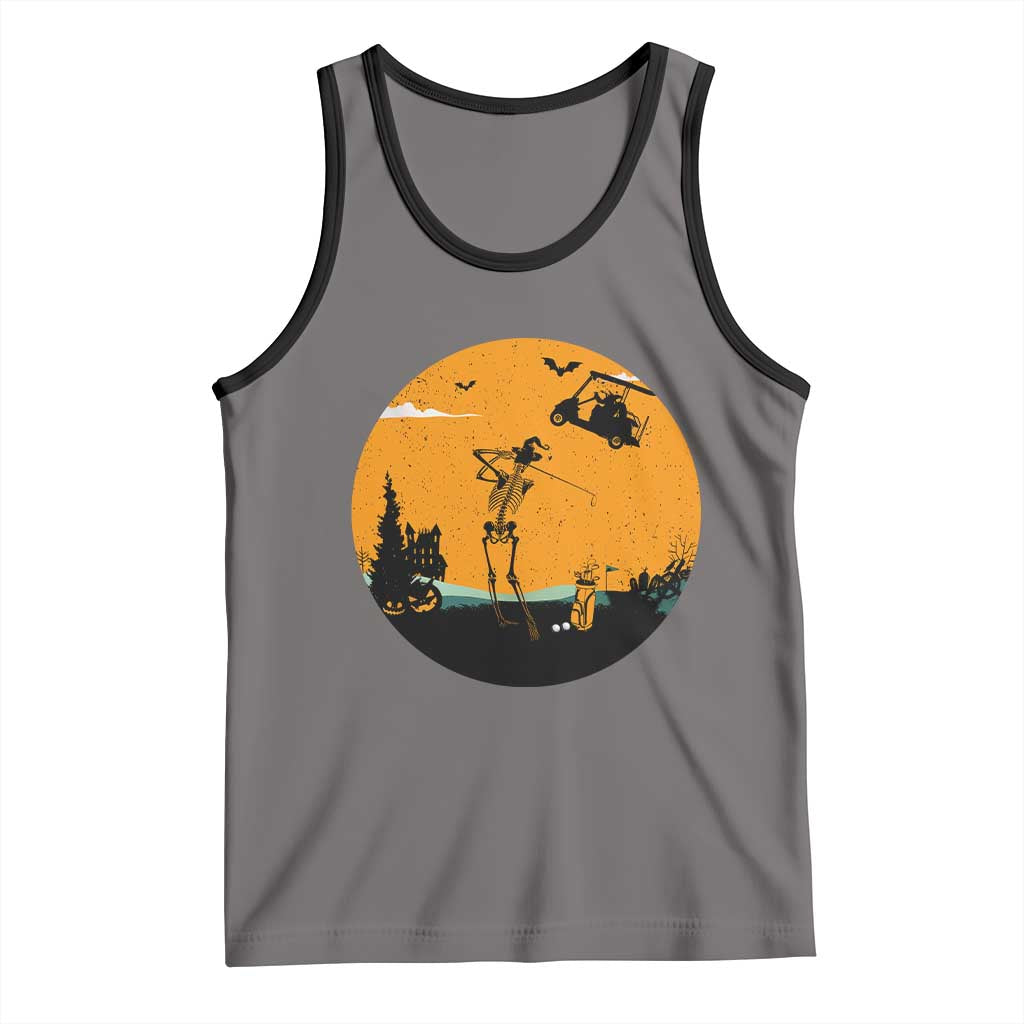 Funny Skeleton Golf Player Tank Top Halloween Gift TS12 Deep Heather Black Print Your Wear