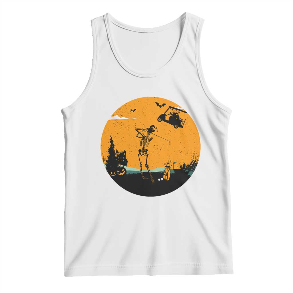 Funny Skeleton Golf Player Tank Top Halloween Gift TS12 White Print Your Wear