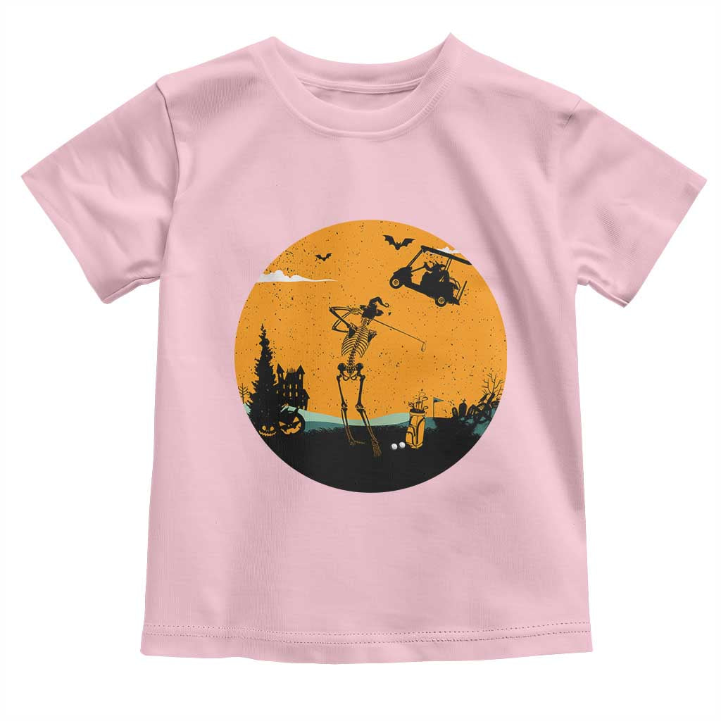 Funny Skeleton Golf Player Toddler T Shirt Halloween Gift TS12 Light Pink Print Your Wear