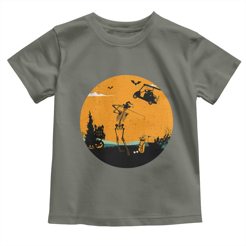 Funny Skeleton Golf Player Toddler T Shirt Halloween Gift TS12 Military Green Print Your Wear