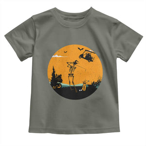 Funny Skeleton Golf Player Toddler T Shirt Halloween Gift TS12 Military Green Print Your Wear