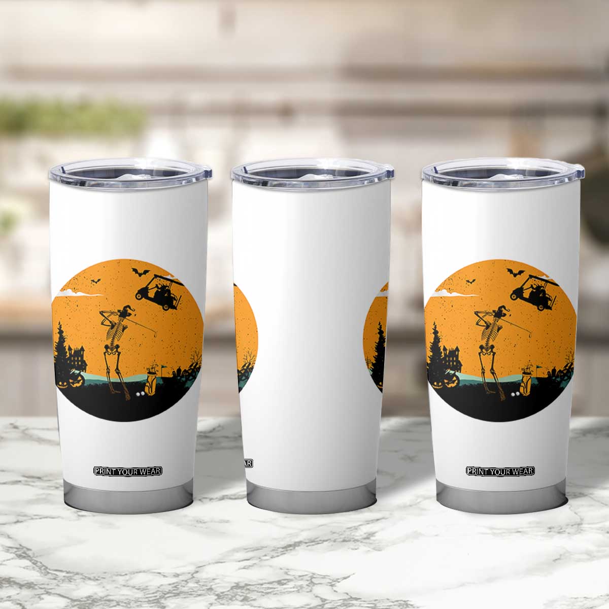 Funny Skeleton Golf Player Tumbler Cup Halloween Gift TS12 Print Your Wear