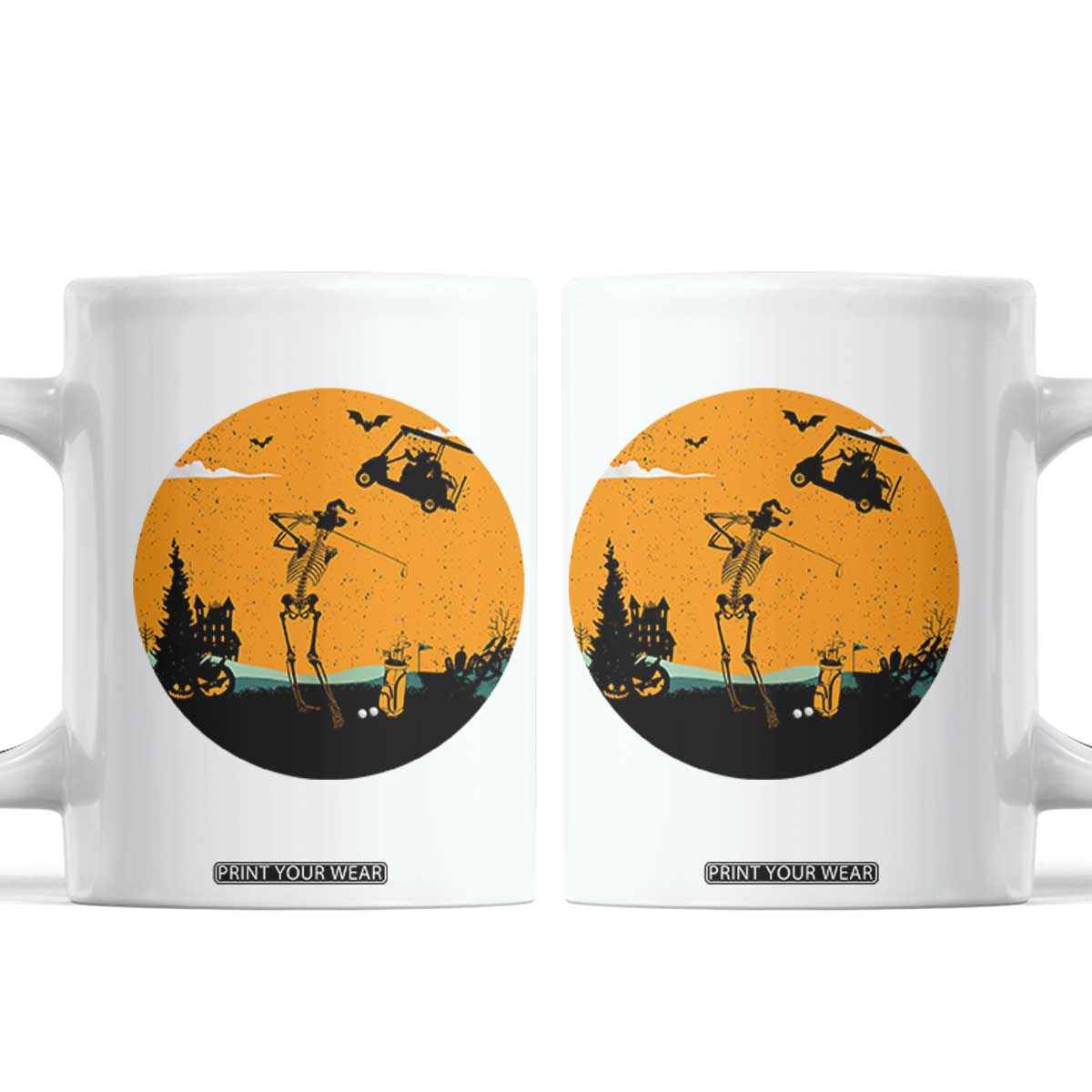 Funny Skeleton Golf Player Coffee Mug Halloween Gift TS12 White Print Your Wear