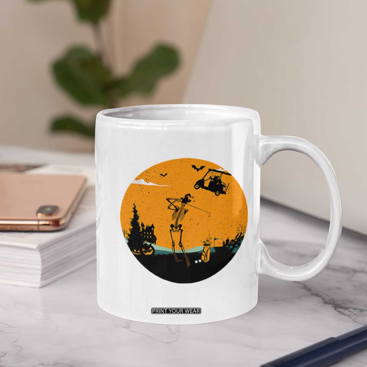 Funny Skeleton Golf Player Coffee Mug Halloween Gift TS12 Print Your Wear