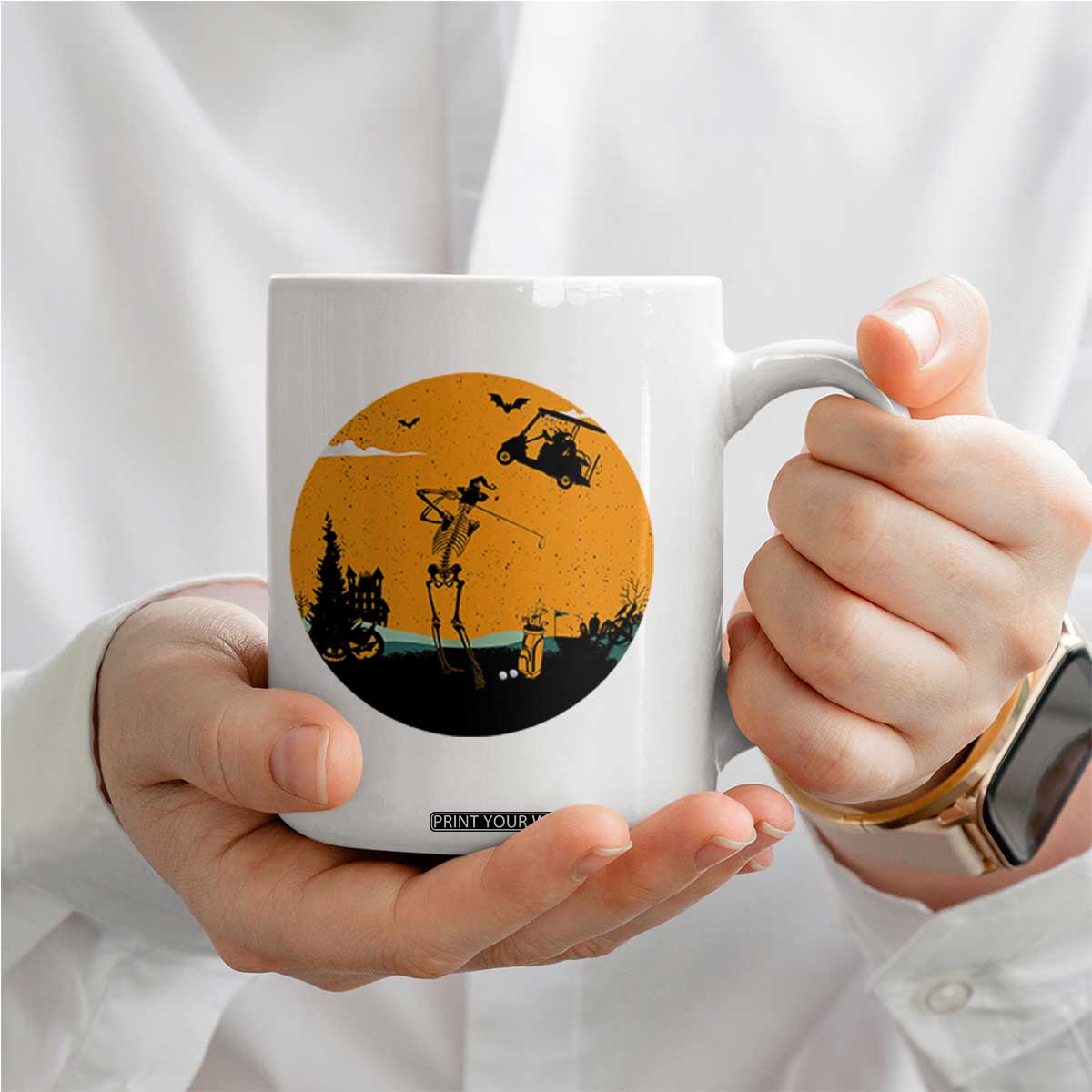 Funny Skeleton Golf Player Coffee Mug Halloween Gift TS12 Print Your Wear