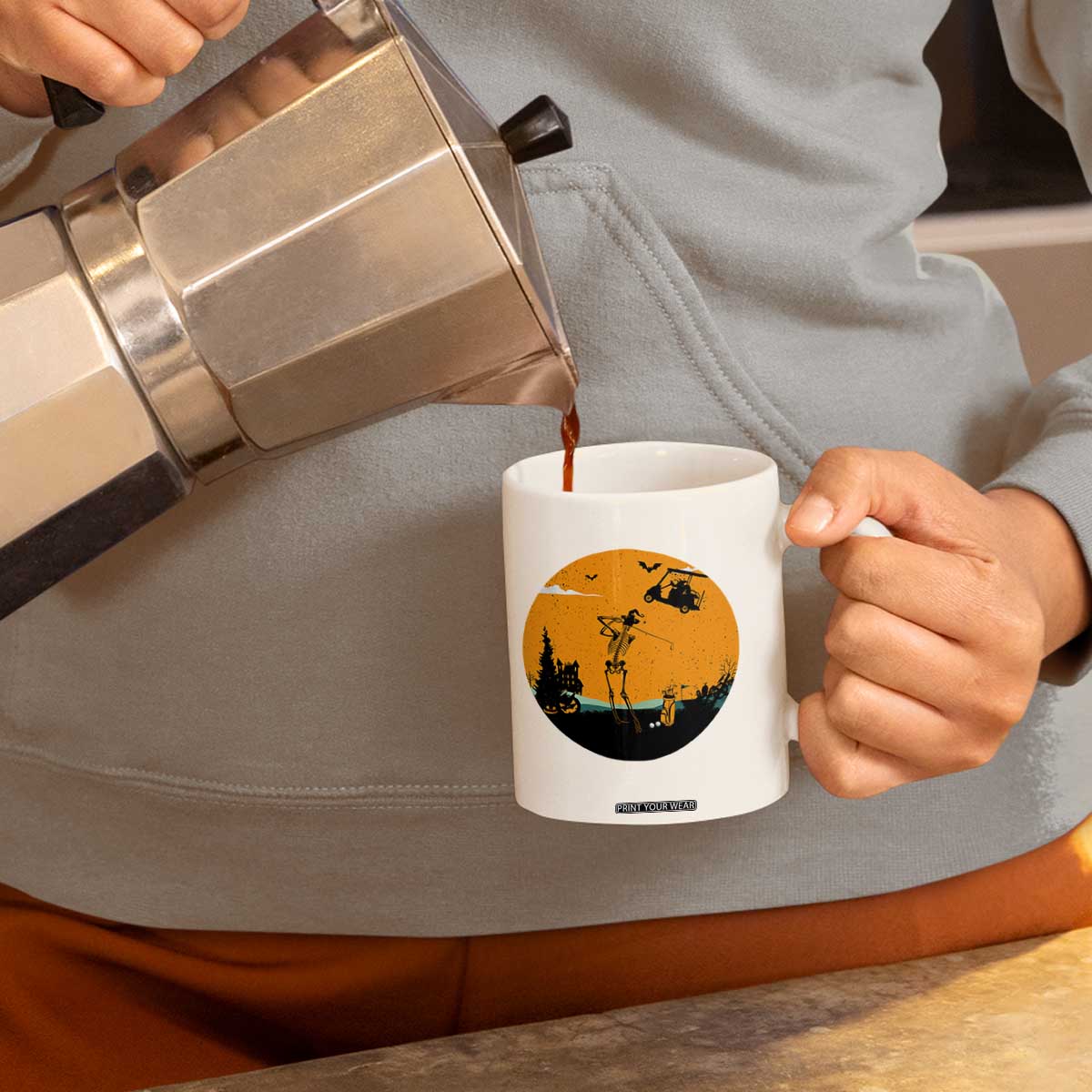 Funny Skeleton Golf Player Coffee Mug Halloween Gift TS12 Print Your Wear