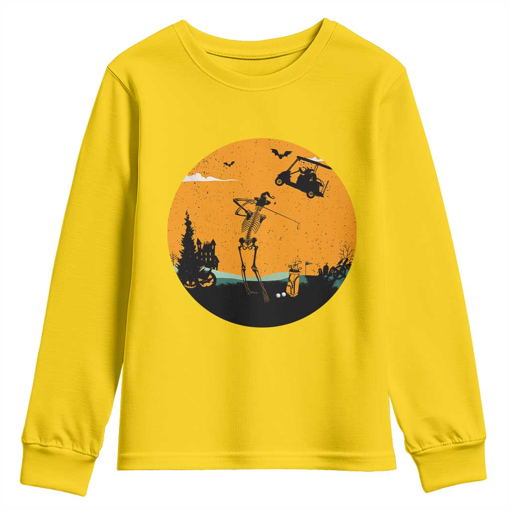 Funny Skeleton Golf Player Youth Sweatshirt Halloween Gift TS12 Daisy Print Your Wear