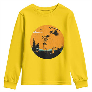 Funny Skeleton Golf Player Youth Sweatshirt Halloween Gift TS12 Daisy Print Your Wear