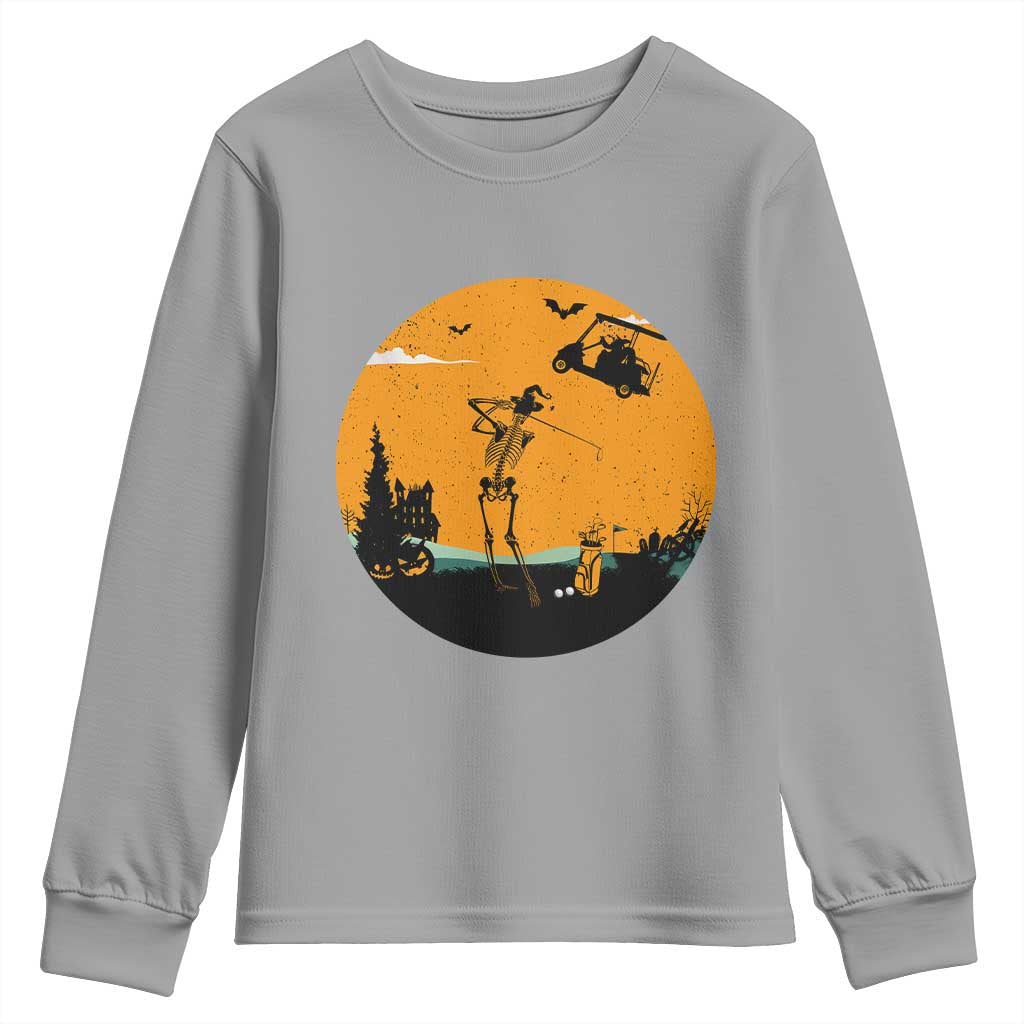 Funny Skeleton Golf Player Youth Sweatshirt Halloween Gift TS12 Sport Gray Print Your Wear