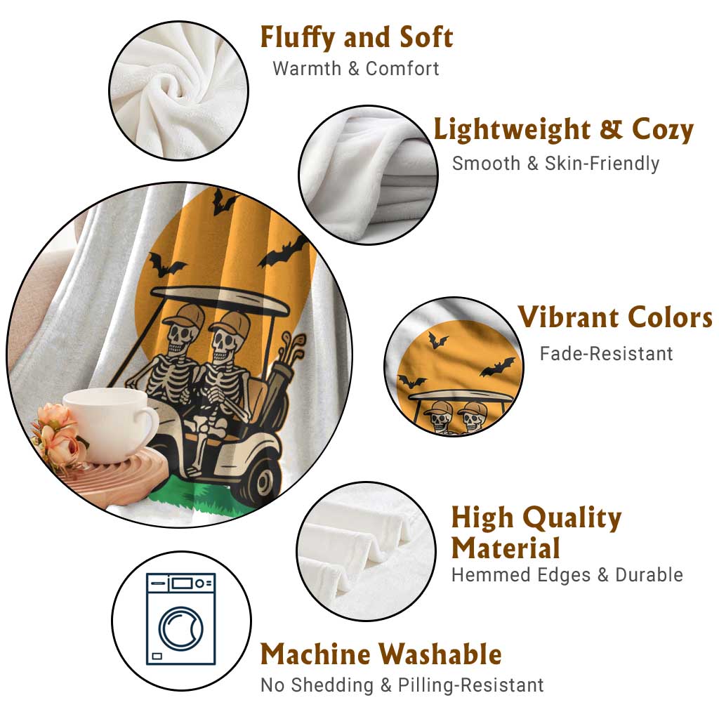 Funny Halloween Gift Throw Blanket Skeleton Driving Golf Cart TS12 Print Your Wear