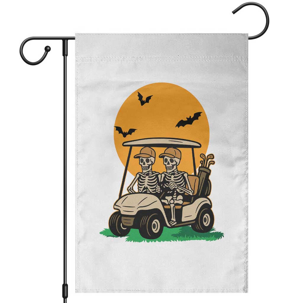 Funny Halloween Gift Garden Flag Skeleton Driving Golf Cart TS12 White Print Your Wear