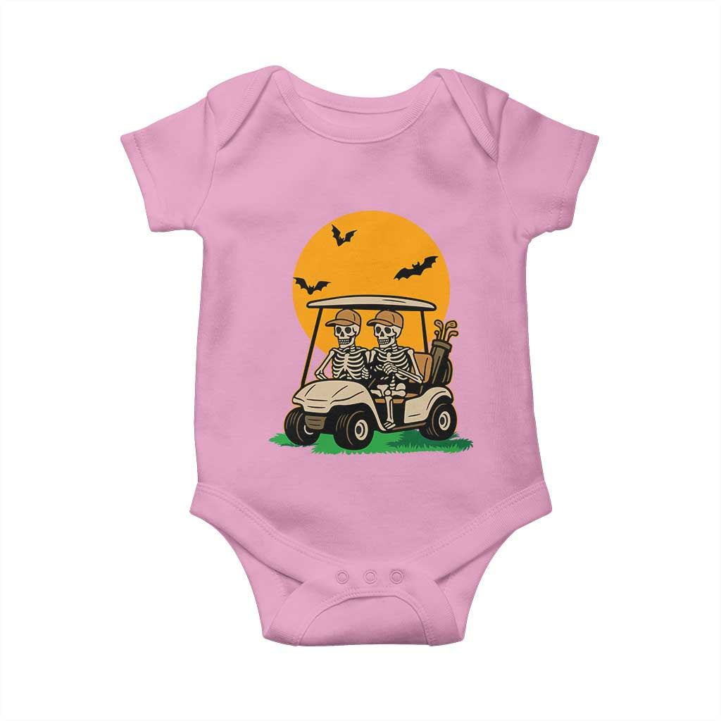 Funny Halloween Gift Baby Onesie Skeleton Driving Golf Cart TS12 Light Pink Print Your Wear