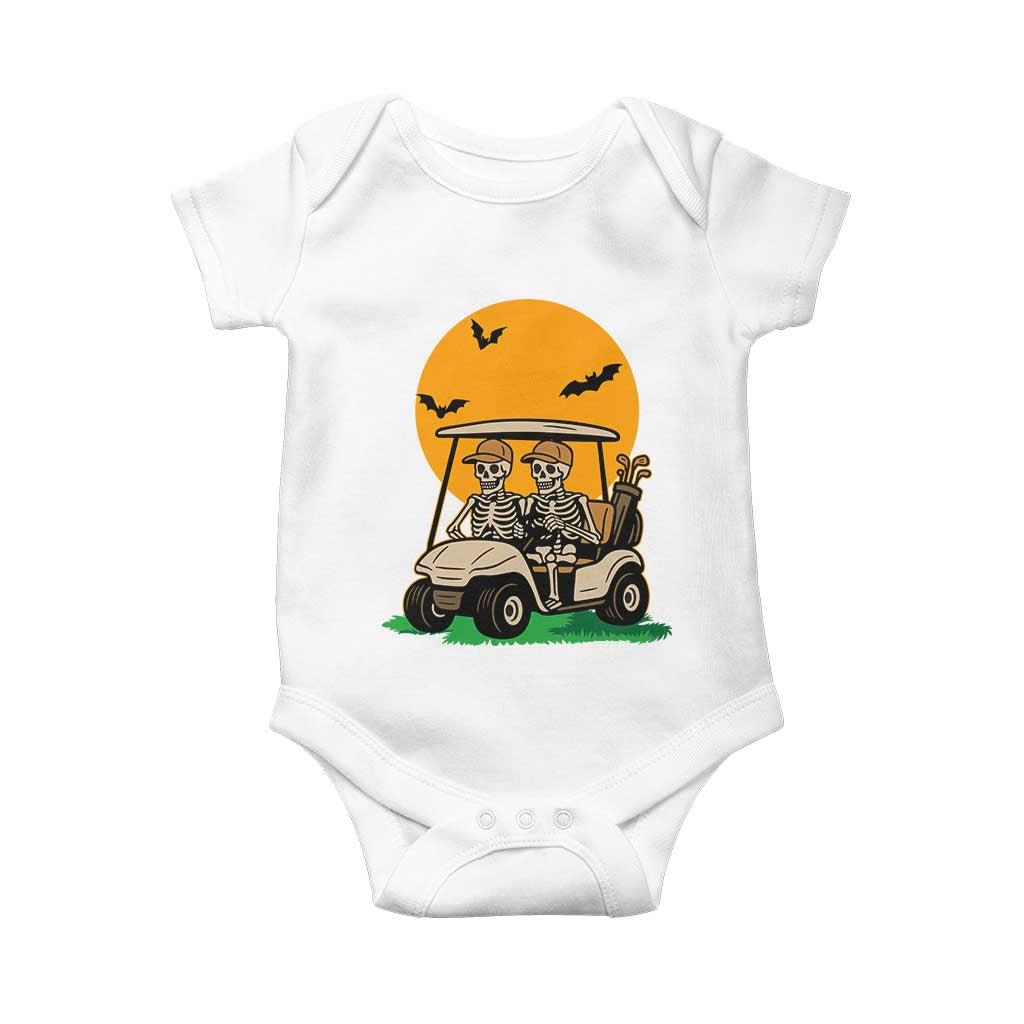 Funny Halloween Gift Baby Onesie Skeleton Driving Golf Cart TS12 White Print Your Wear